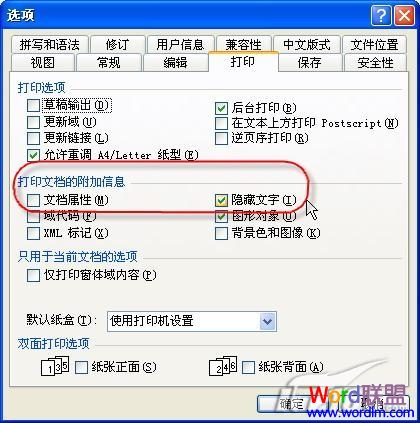 设置打印隐藏文字